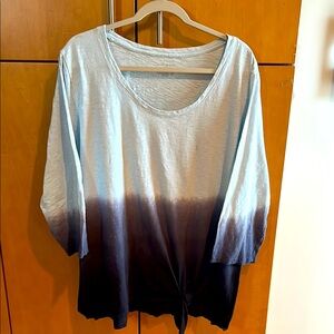 Lane Bryant White and Blue Tie Front  Tunic